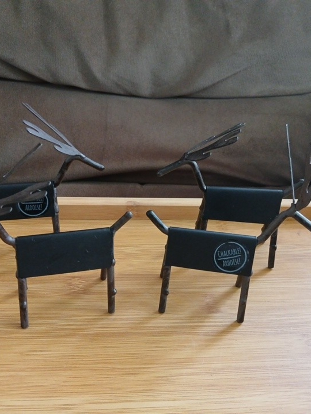 Set of 4 Black Metal Chalkable Christmas Reindeer Place Card Holders